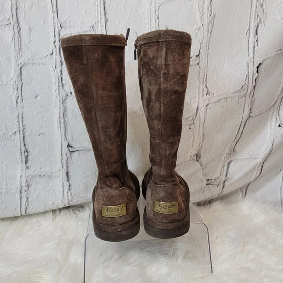 UGG Australia Roslyn Womens Brown Suede Zip Side Tall Shearling Winter Boots 7 - Picture 10 of 15
